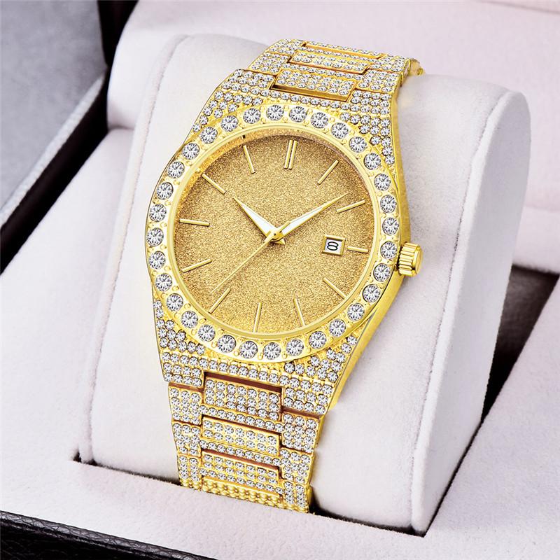 Reloj Hombre Genuine Big Brand Men Watches Casual Alloy Band Diamond Luxury Date Gifts Vintage Watch Montres De Marque De Luxe