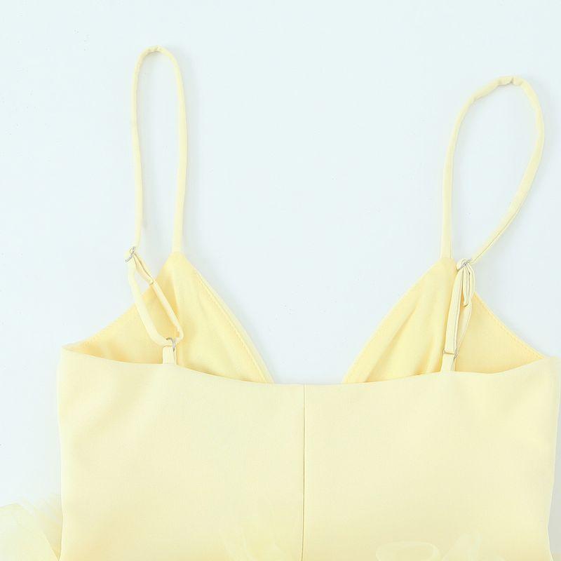 Kaslead New Arrival Women's Clothing Fashion Style Fashion Minimalist Puffy Hem Silk Net Stretch Tops 4772005