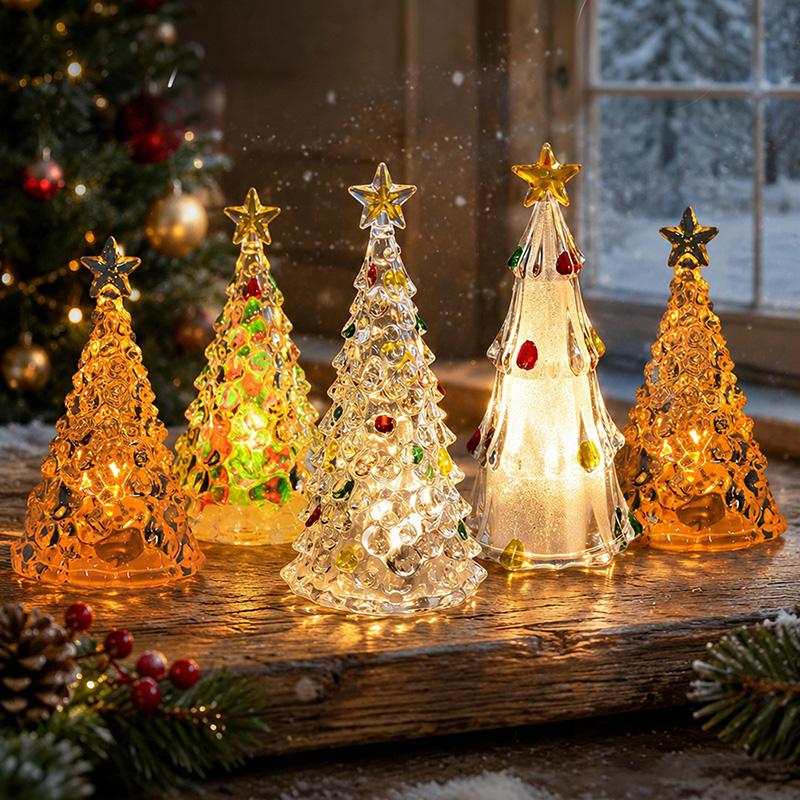 Christmas Tree Night Light Glow In The Dark Crystal Christmas Tree Lamp Christmas Desktop Ornaments Xmas Navidad Decoration