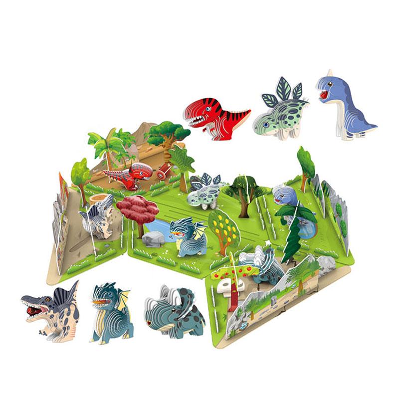 Dinosaurier 3D Papierpuzzle für Kinder Pädagogisches Montessori-Spielzeug Lustiges DIY Manuelle Montage Dreidimensionales Modell Spielzeug für Jungen Mädchen