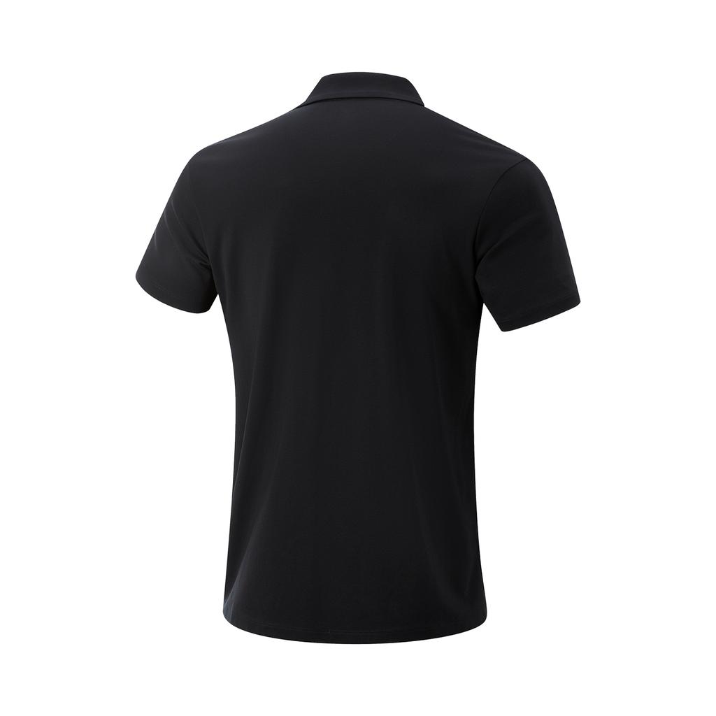 Li Ning Comfortable Casual Simple Solid Color Versatile Short Sleeve Polo Shirt Men tops Black APLV037-2