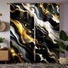 2PCS HD digital curtain print black tie black gold quicksand stripes Home decoration style Decorate living room bedroom wear