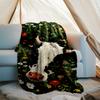 Cow Flowers Blanket Personalized Name Flannel Blanket Soft Cozy Plush Throw for Sofa Bed Lightweight Home Décor