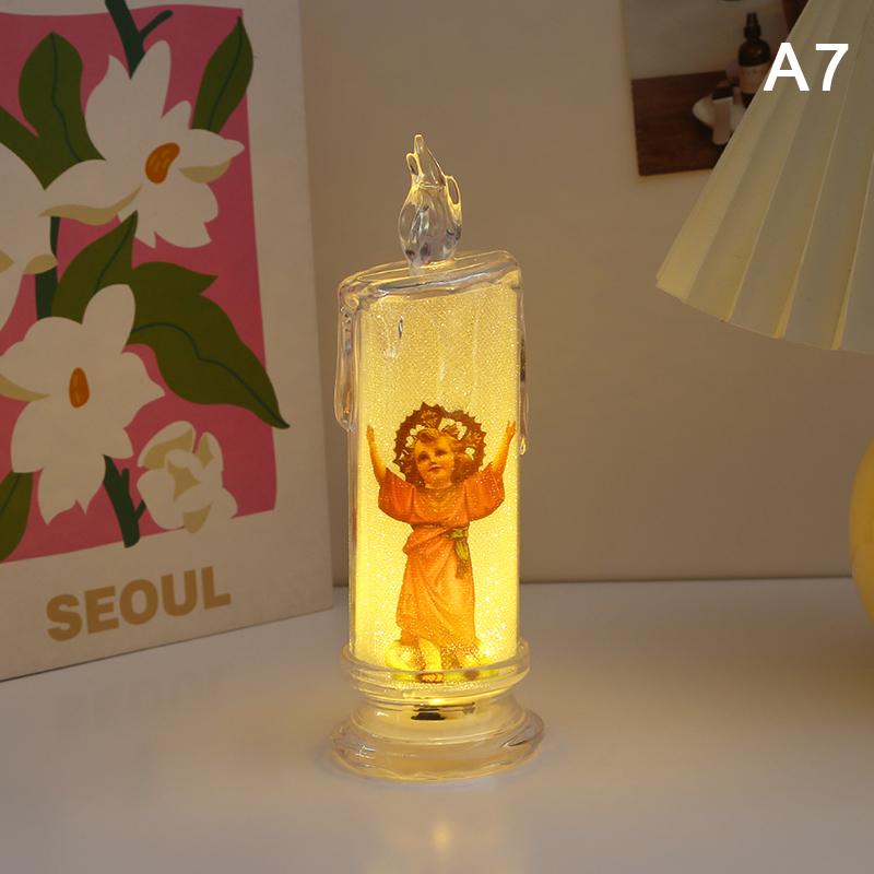 Jésus Vierge Christ Lampe Bougie LED Romantique Sans Flamme Bougie Chauffe-Plat Religieuse Veilleuse Ornement Décoratif de Bureau