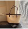 Summer new niche fashion contrasting color straw woven portable shoulder crossbody large capacity tote bag