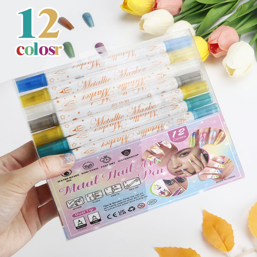 

12 Colors Nail Art Pens Set, Nail Art Markers for Gel Nails DIY Nail Art Marker Drawing Painting Liner Pen, Quickly Dry Nail Art Nail DIY Decoration 12PCS разноцветный