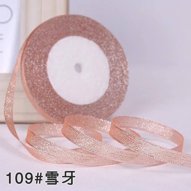 6mm 10mm 15mm 20mm 25mm 40mm 50mm 25 Jardów Złote Srebrne Brokatowe Wstążki Owijanie Prezentów Ślubnych Boże Narodzenie Halloween Impreza DIY Rękodzieło