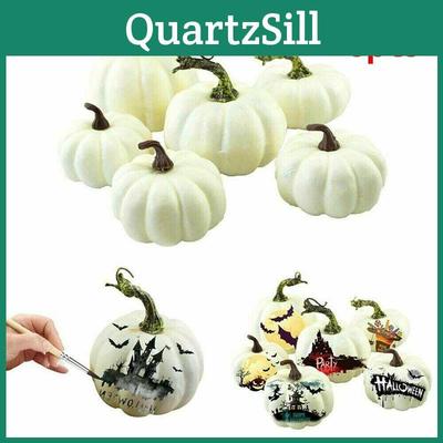 Durable 6pcs Artificial White Pumpkins For Unique Diy Halloween Party Decoration Ideas