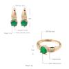 Neue Smaragd Rundschliff Natürlicher Zirkon Ohrringe Ring Sets Für Frauen Roségold Clip Ohrring Party Modeschmuck Sets