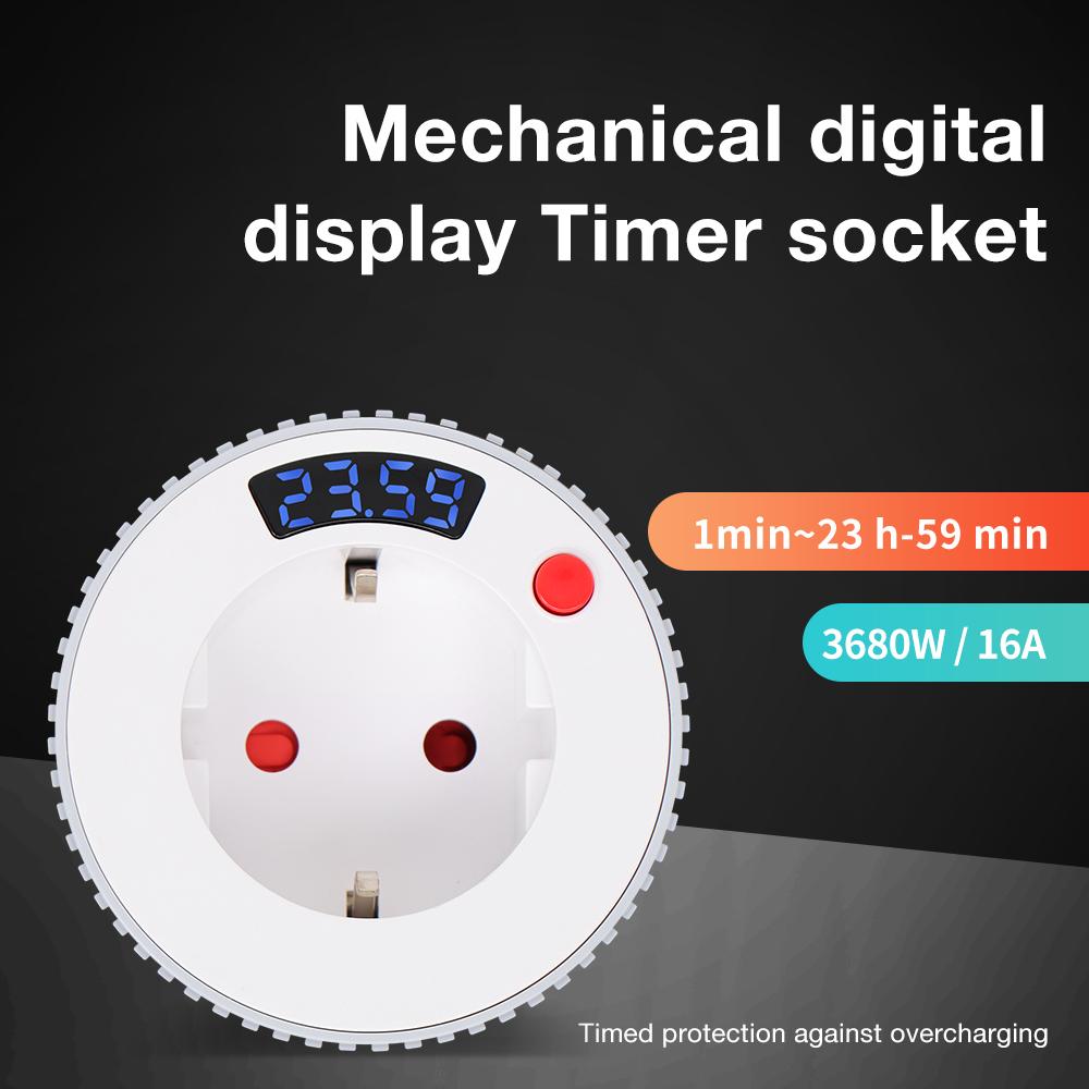 Tuya WiFi Smart Plug Digital Display Countdown Timer Socket Rotary Timing Control Switch Outlet 15mins-24h 1m-23h59min EU Plug
