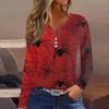 Women's T Shirt Tee Button Long Sleeve Daily Weekend Fashion Basic V- Neck Regular Top