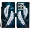 For Motorola Moto G56 5G Case Pattern Printing Anti-Drop Leather Flip Wallet Phone Cover with Lanyard