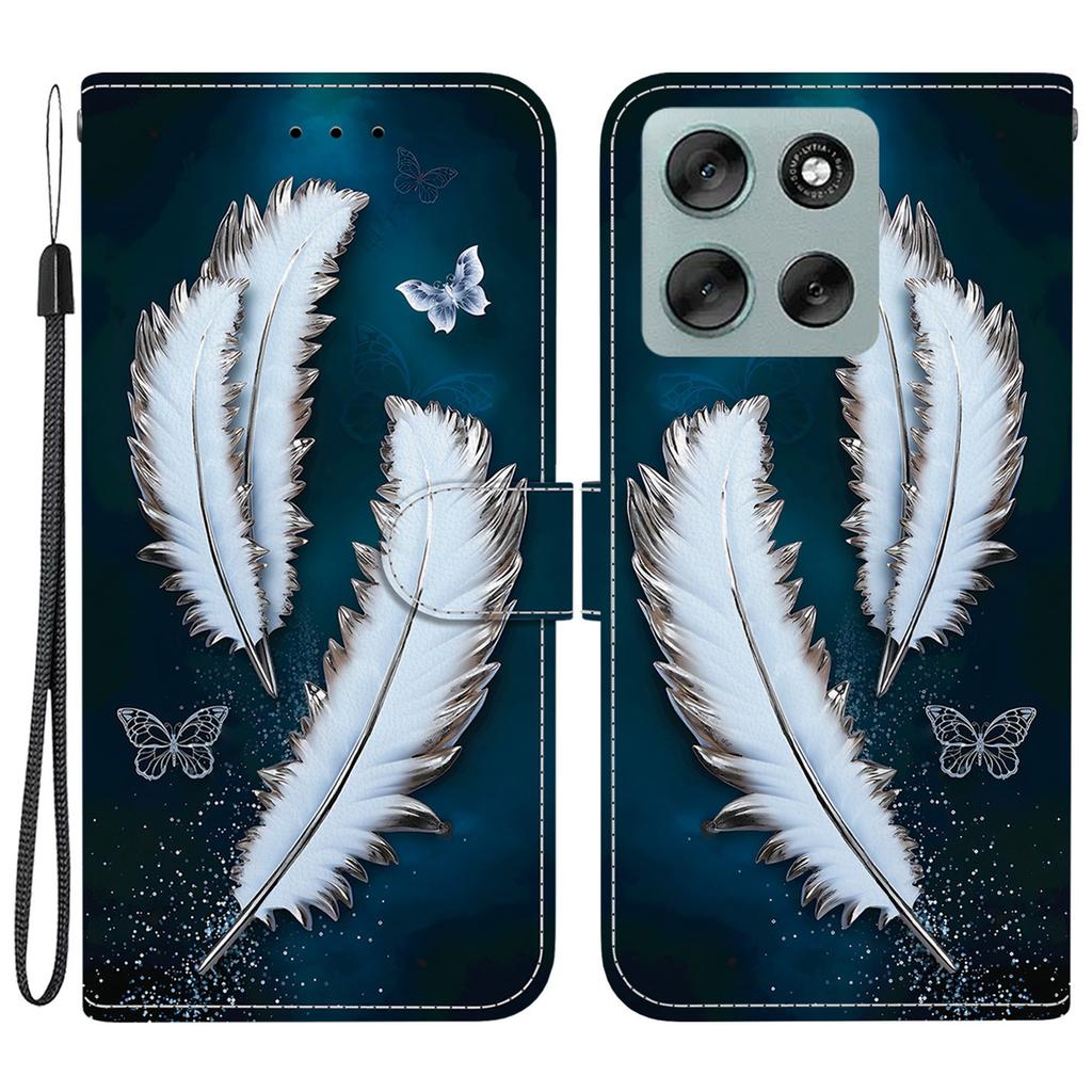 For Motorola Moto G56 5G Case Pattern Printing Anti-Drop Leather Flip Wallet Phone Cover with Lanyard