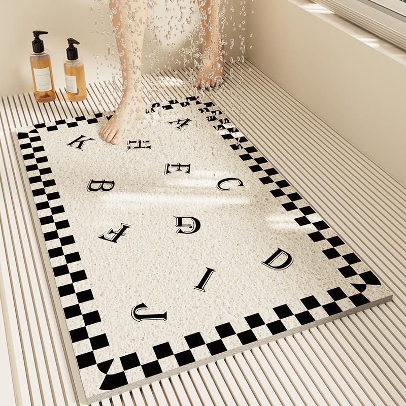 Modern Minimalist Anti-Slip Bathroom Silk Ring Mat - Cuttable, Dirt-Resistant, Hollow Drain Foot Pad