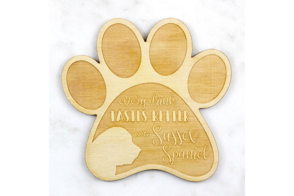 Sussex Spaniel - Mug coaster, engraved coaster with dog, gift for dog lover by Art-Dog brand