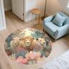 Beautiful Lion pattern round rug,Carpet Rug for Living Room Bedroom Sofa Playroom Decor,Non-slip Floor Mat,Holiday Gifts and Birthday Gifts