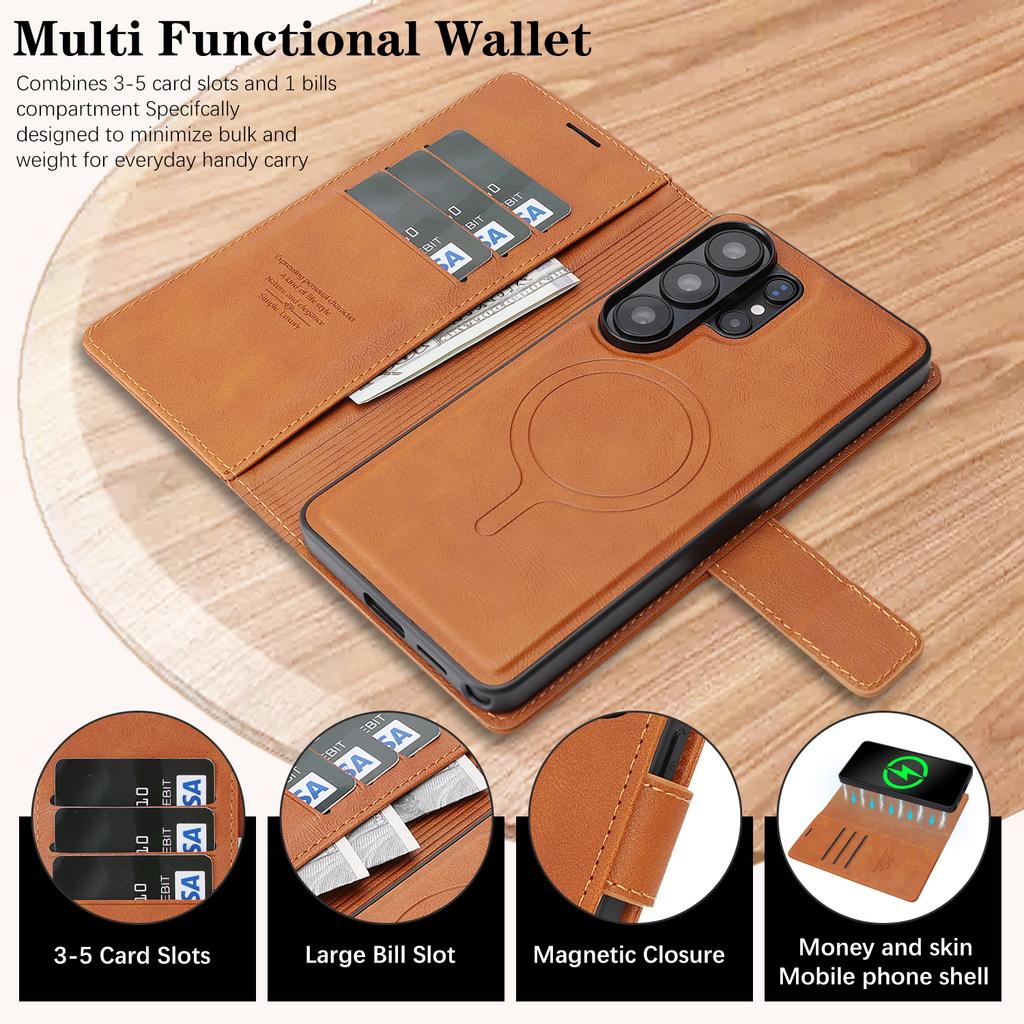 2 In 1 Detachable Card Solt Magnetic Wallet Leather Case For Samsung S26 Ultra S25 Plus S24 S23 Flip Business Wireless Charging