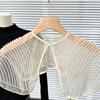Japanese Women Girl Fake Collar Shawl Scarf Faux Pearls Beading Vintage Shoulder Wrap Sheer Organza Half Shirt Poncho