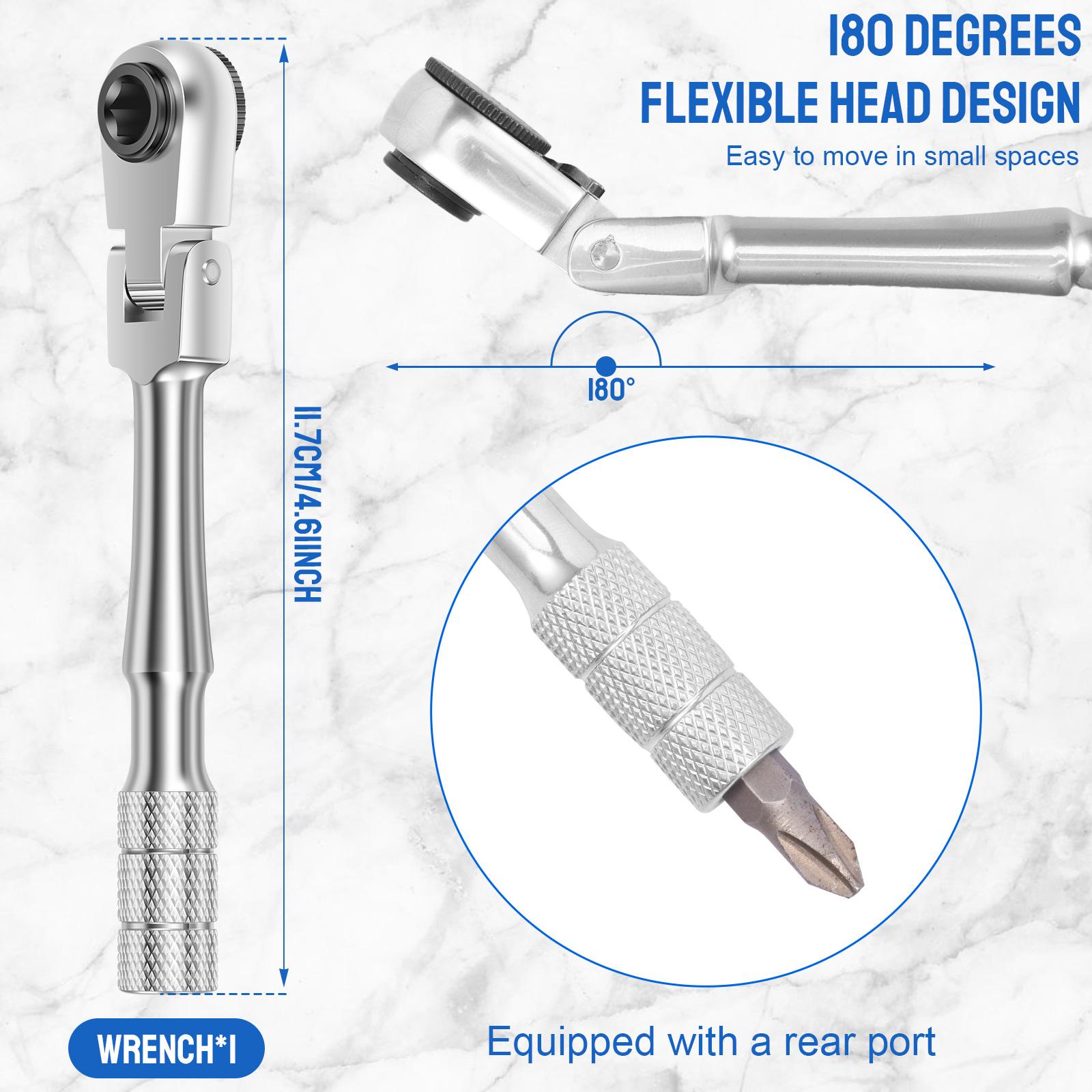 

1/4 Flex Head Ratchet Wrench Mini Ratchet Wrench Suits Standard 1/4 Hex Bit Portable and Versatile Repair Tool for Tight