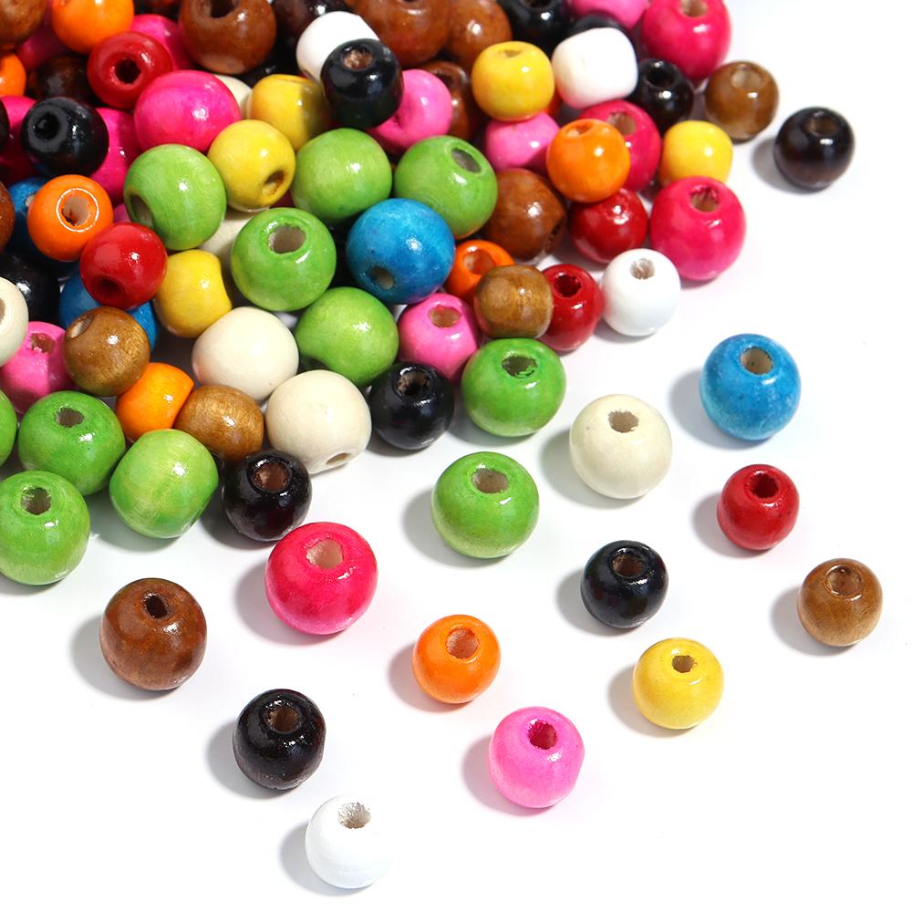 8 10 12mm Natural Wooden Beads Large Hole Loose Spacer Round Bead For Jewelry Making Diy Craft Bracelet Necklace Toy Accessories