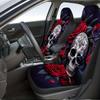 2pcs Gothic Skull & Raven Car Seat Covers Compatible For Fit, Gothic Vehicle Interior With Washable Design, Driver & Passenger S