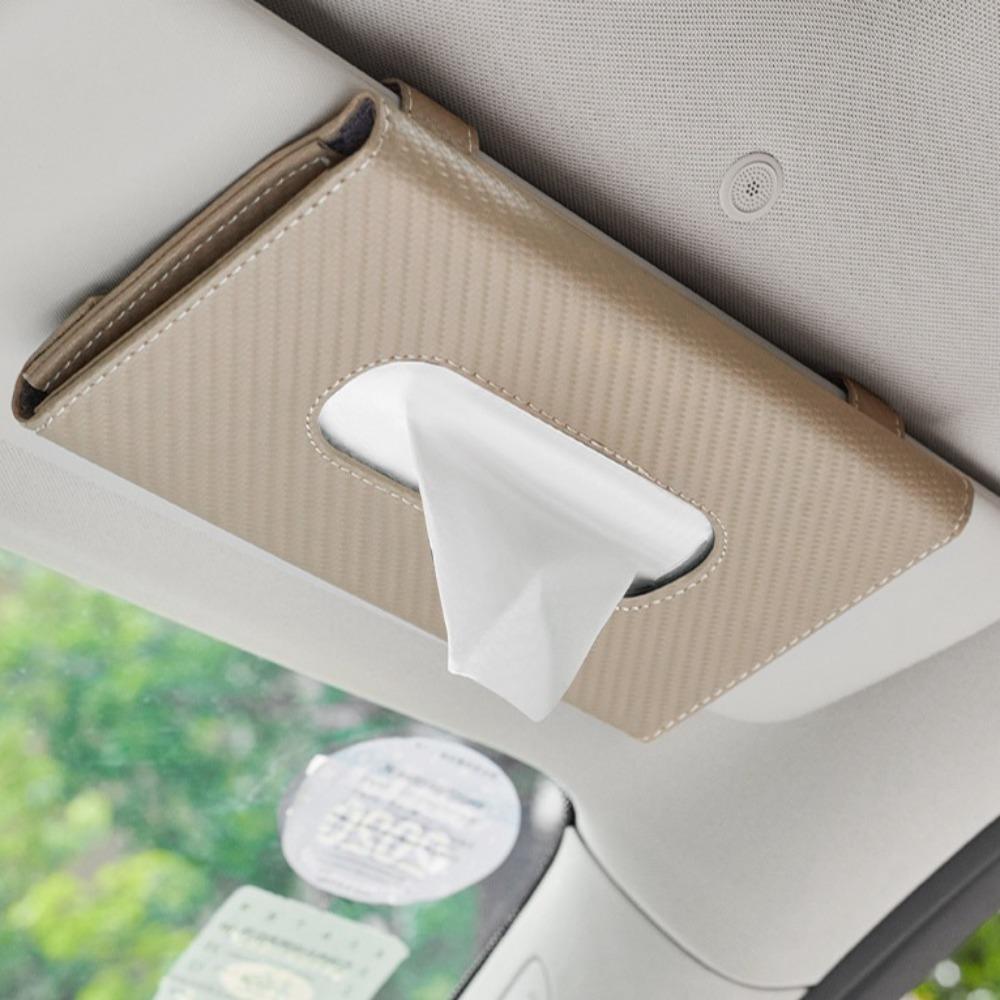 Carbon Fiber Car Tissue Box Universal Mounted Tissue Holder Accessories Auto Interior Paper Towel Storage Bag Seat Back