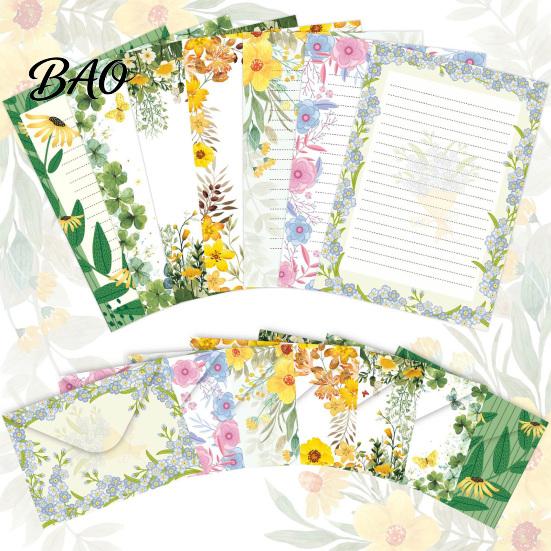 Vintage Letter Stationery 5Pcs Floral Butterfly Paper Envelope Set, Writing with Lined Pages, Kit for Letters, Greeting Messages, Journaling,