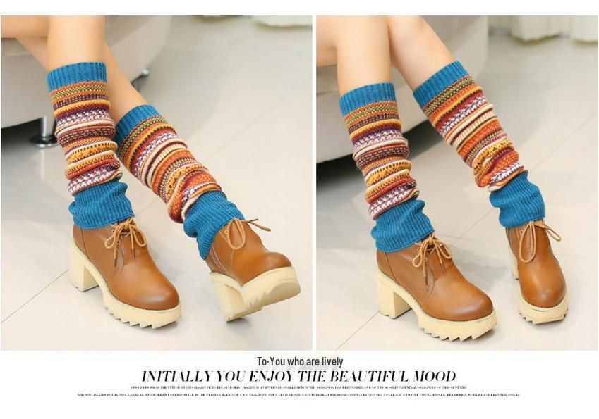 Mori Style Retro Colorful Striped Slouch Socks: Fashionable Korean Boot Covers & Leg Warmers
