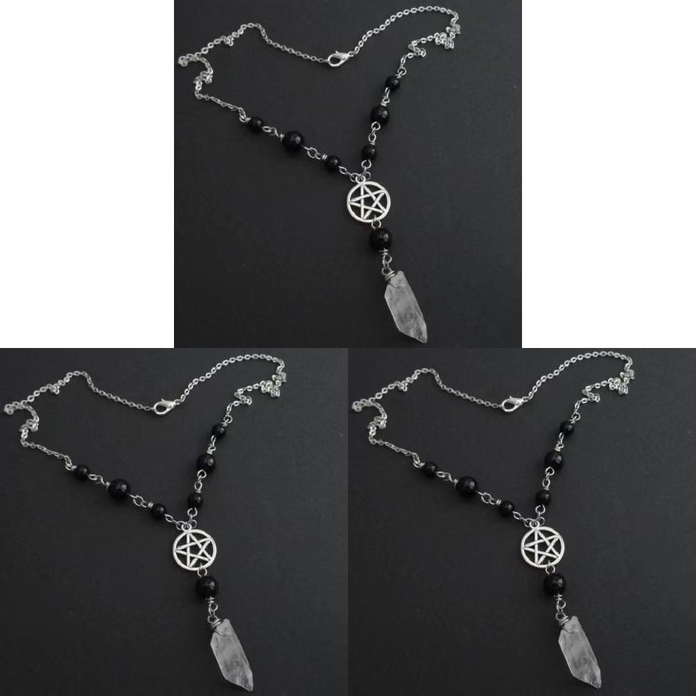 Gothic Vampire Moon Pendant Necklace With Cross Chain For Women