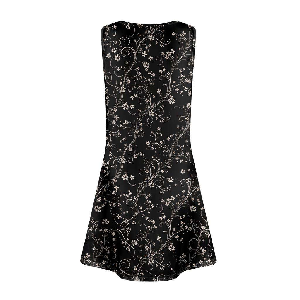 Damen Sommerkleider Lockeres V-Ausschnitt Ärmelloses Sommerkleid Kleid Mit Taschen