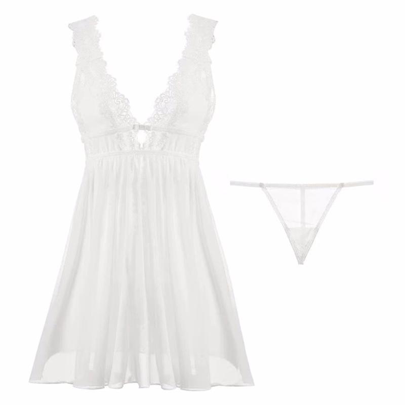 

Женская пижама с v-образным вырезом, сексуальная повседневная ночная рубашка с открытой спиной, летняя кружевная пижама со стрингами, ночная рубашка, удобная домашняя одежда на бретелях L