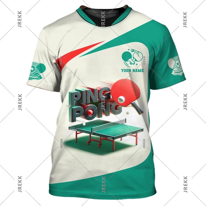 T-shirt de Tennis de Table pour Hommes Vêtements Séchage Rapide Ping Pong Manches Courtes Col Rond T-shirts Été Sports Nom Personnalisé T-shirt Top Homme