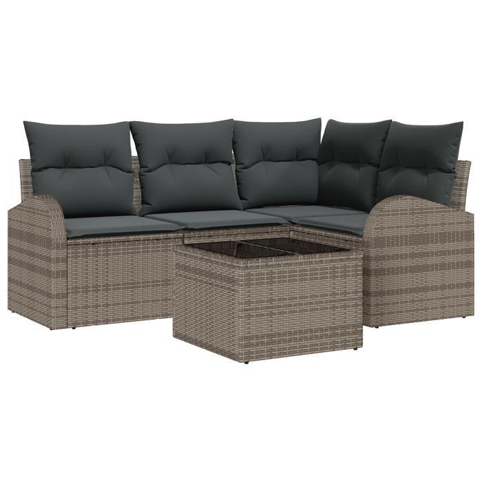 VidaXL Ensemble de Canapé de Jardin de 4 Pièces avec Coussins Noir en Rotin Synthétique 3346029