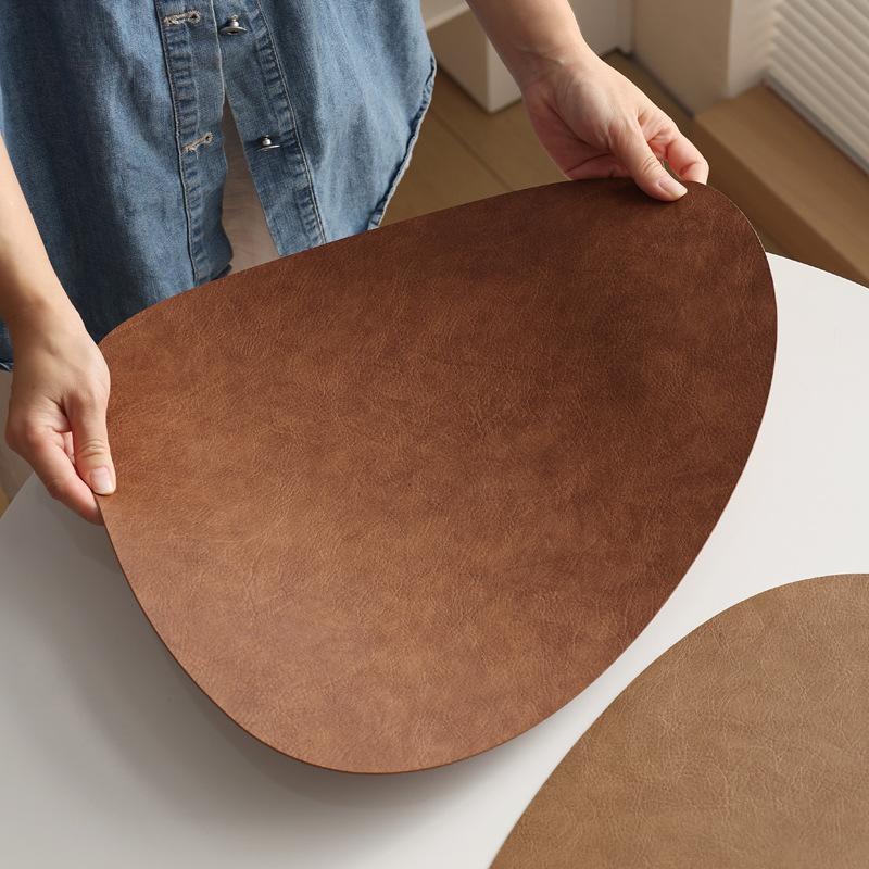 Special-shaped leather placemat household heat insulation mat waterproof and oil-proof dining table mat Nordic anti-scalding western dining mat