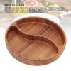 Wooden Salad Bowl Round and Oval Thickened Fruit Tray Wear-resistant Edge Divided Compartments Serving Platter Salad Storage