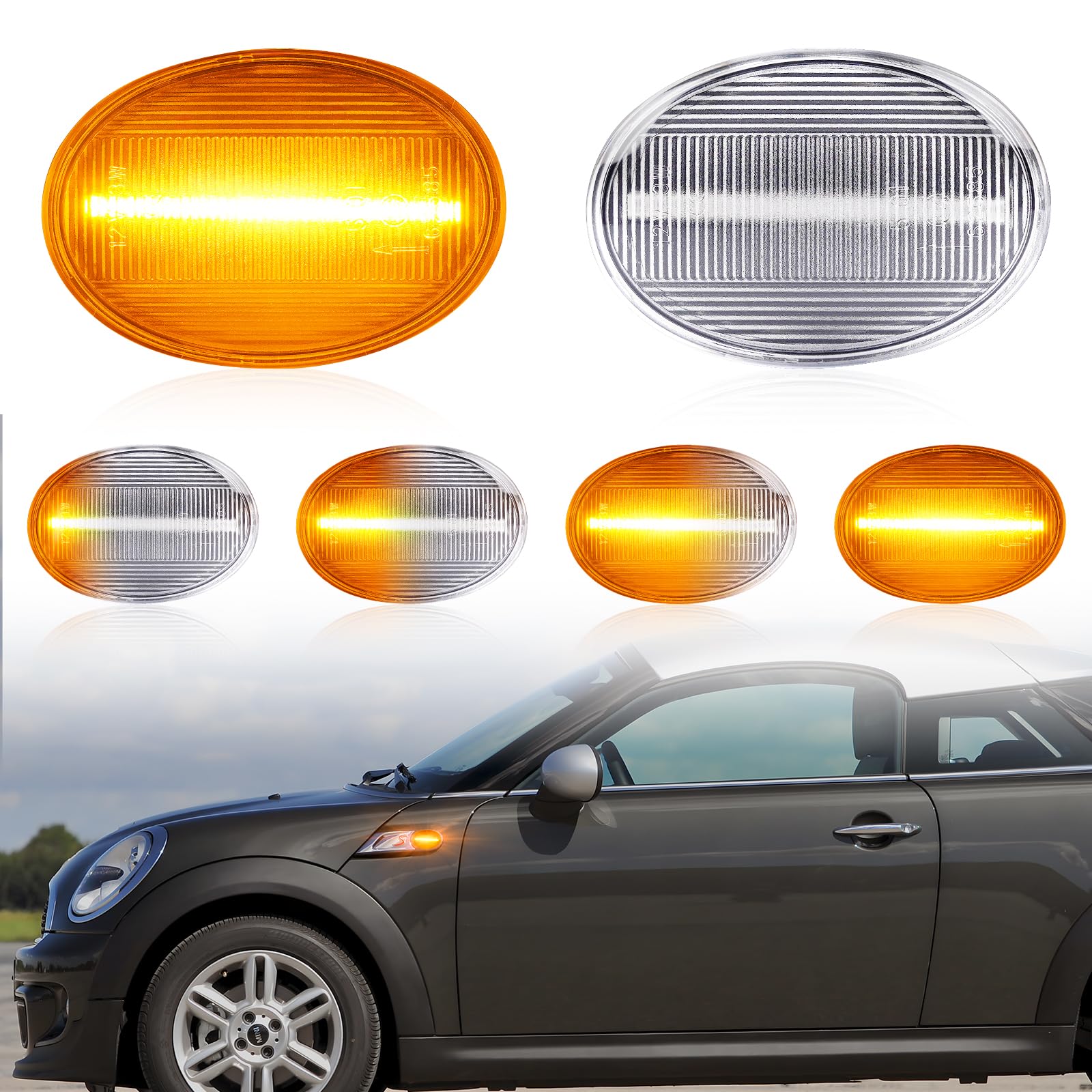 

GemPro Mini R55 R56 R57 R58 R59 LED Side Marker Turn Signal Sequential Amber BMW Mini R55 R56