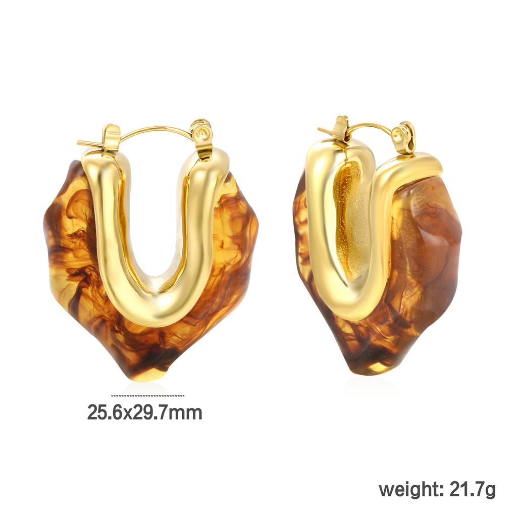 Vintage French Irregular U-Shaped Resin Ear Cuff White Versatile Minimalist Earrings