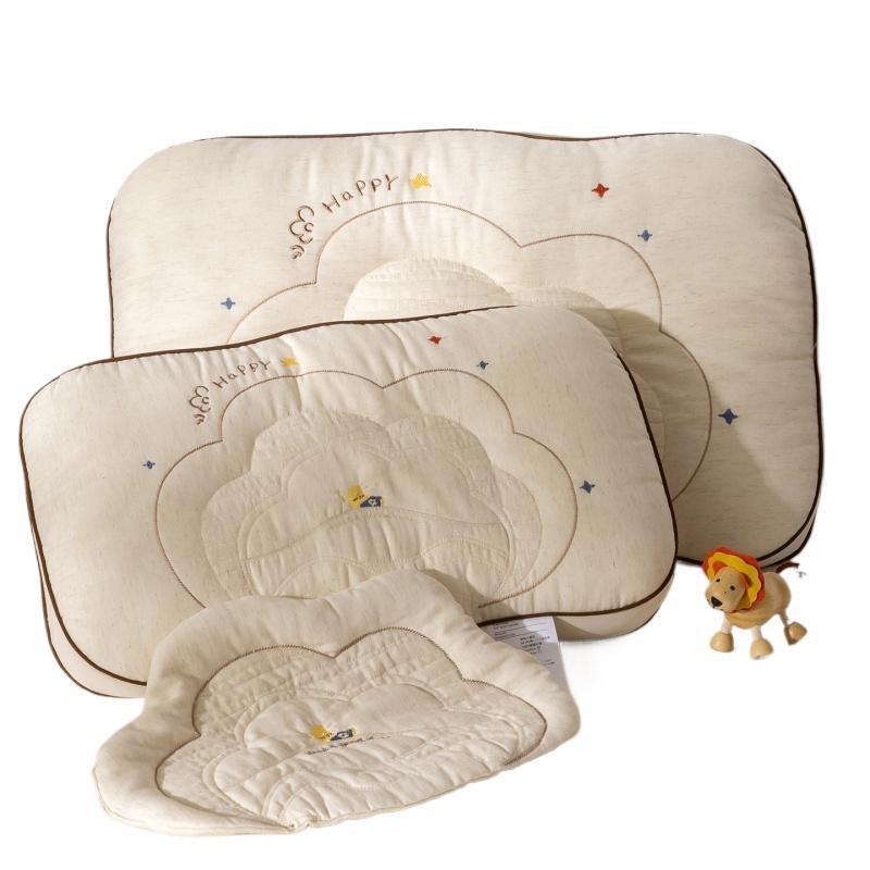 Cotton Linen Double Layer Gauze Baby Pillow With Contoured Design Neck Support Sleep Aid Infant Toddler Kids