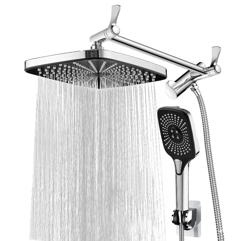 12 Inch Rainfall Fixed Shower Head/Handheld Shower Head Combo 3+1 Settings Top Spray Wall-Mount Shower Set In Wall Shower System