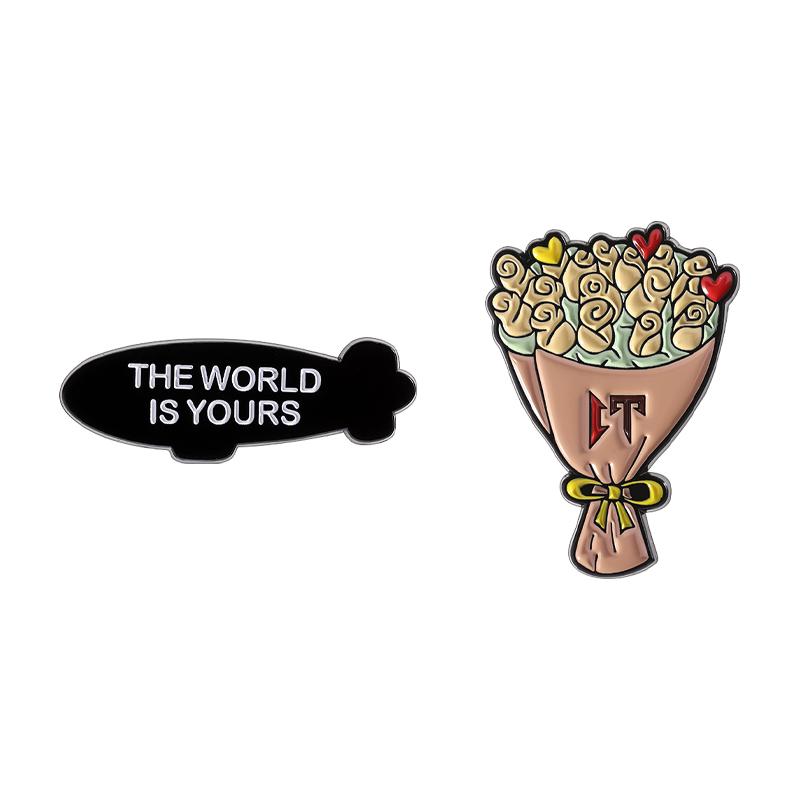 Die Welt Gehört Dir Luftschiff Retro Mexikanische Metall Hutnadel Emaille Pin Benutzerdefinierte Rosenstrauß Abzeichen Pin Golfkappe Baseballkappe Clip Geschenk