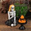 Cake Eating Skeleton Ornaments Skeleton Girl Eating Cake Figurine for Halloweens Party Decoration