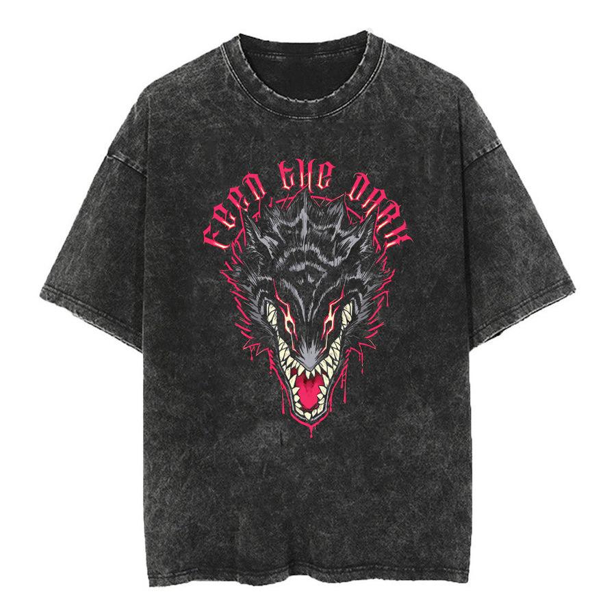 Manga Print T-shirt For Men Women Clothing Short Sleeve Tees Tops Harajuku Vintage Washed Oversized