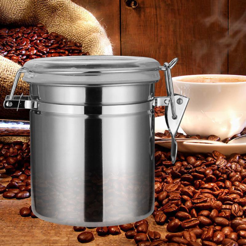 Kaffeebohnen Vakuumversiegelte Kanne, Rostfreier Stahl Lebensmittel Luftdichter Behälter Für Küchenutensilien Tragbare Getreidelagerdose Für Küche