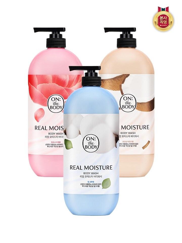 ON THE BODY Real Moisture Body Wash 900g X 3 (1 Almond + 1 Peony + 1 Warm Cotton)