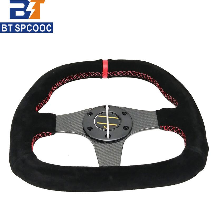 Universal Carbon Fiber Steering Wheel Suede 13inch 310mm Car Sport Steering Wheel D Shape With OM-Horn Button PCD70MM