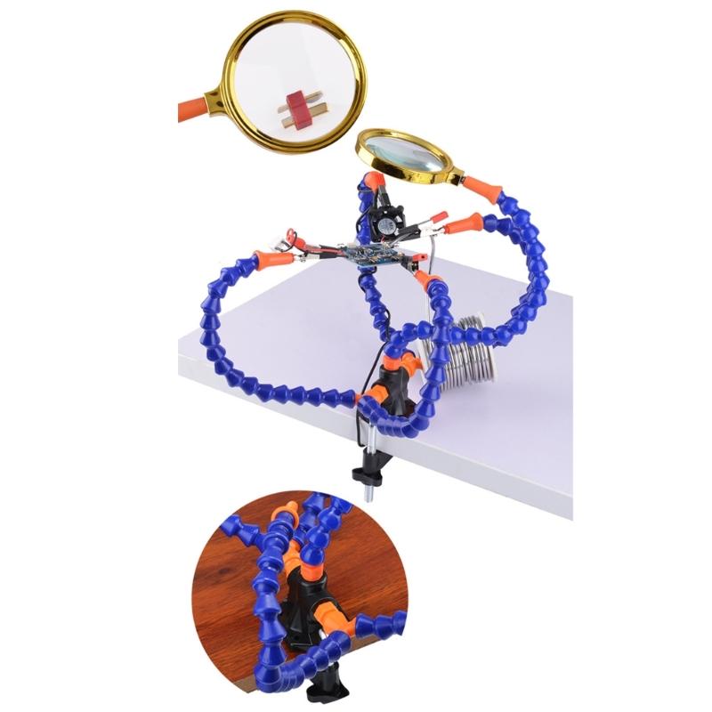 5 Arms Flexible Soldering Helping Hand Vise Table Clamp with Flexible Arm Solder Iron Holder Repair Tool Part