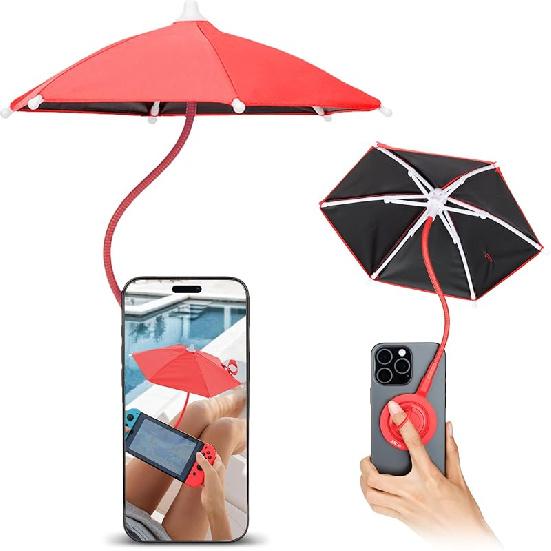 Magnetic Phone Umbrella for Sun,Outdoor Phone Sun Shade Shield with Flexible Angle Design & Rotatable Phone Ring,Umbrella for iPhone 17 Air 16 15 14