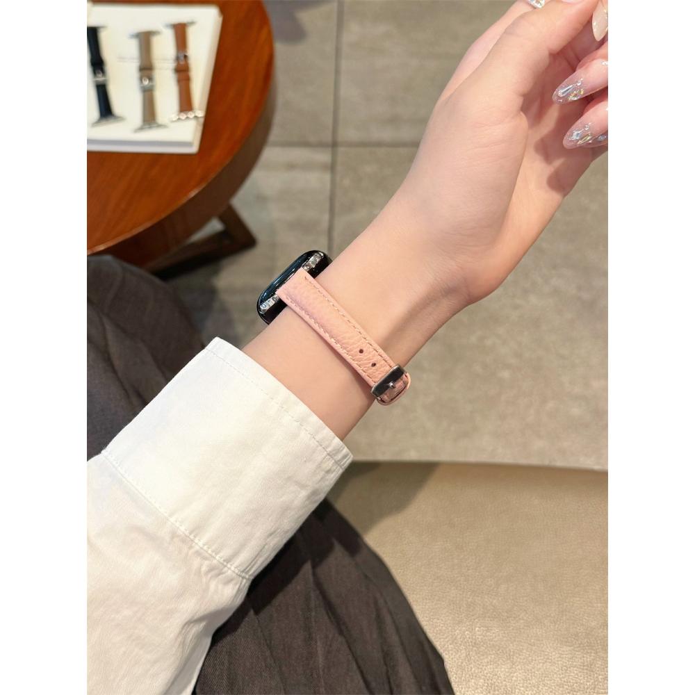 Slim Leather Strap for Apple Watch Band 44mm 38mm 41mm 49mm 45 Mm Wrist Women Bracelet IWatch Serie 11 10 9 8 7 6 5 4 SE Ultra 2 3