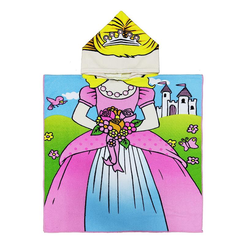 Large Cute Kids Hooded Bath Towel Cloak Cartoon Print Boys Girls Bathroom Beach Can Wear Super Absorbent Child Sunscreen Shawel