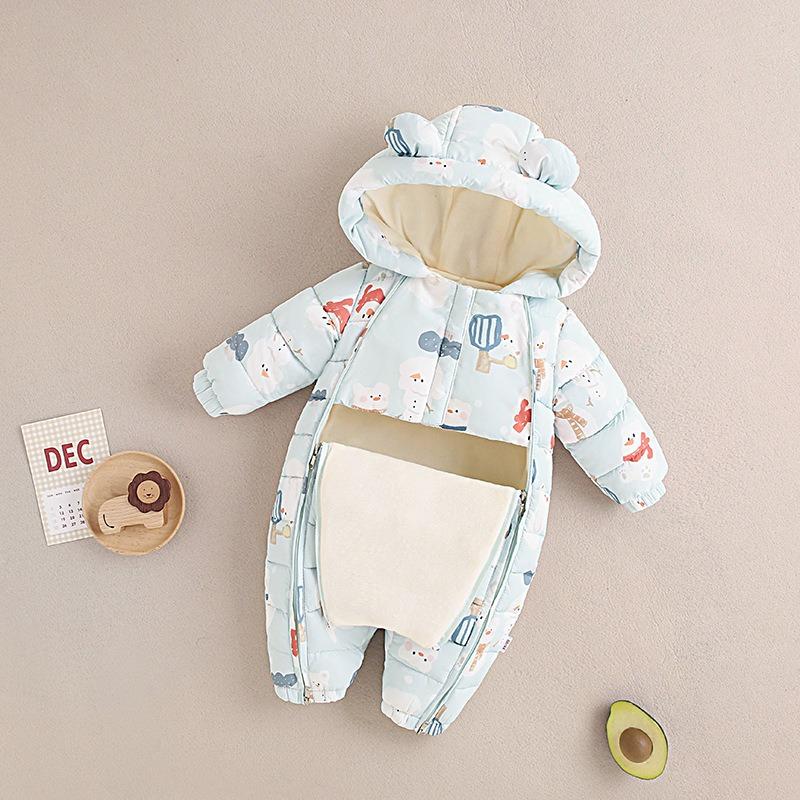 Warmer dicker Fleece Baby Strampler mit langen Ärmeln Neugeborenes Baby Winter Krabbelkleidung